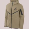 Atlanta Braves Nike Tech Fleece Raglan Full-Zip Windrunner Hoodie Jacket Tan