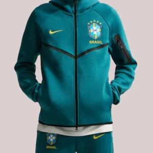 Brazil National Team Nike Tech Fleece Windrunner Zip-up Green Hoodie