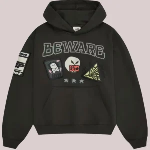 Unisex Broken Planet Beware Pullover Black Fleece Hoodie