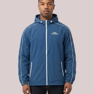 Unisex Musinsa Keep Swimming BTS Zip-up Hooded Jacket Merch In Blue