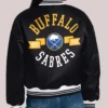 Buffalo Sabres Starter Women's Printed Round Team Logo Satin Varsity Full-Snap Jacket - Black