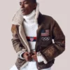 Winter Olympics Polo Ralph Lauren Team USA Leather Brown Flight Jacket