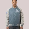 Mitchell & Ness Los Angeles Dodgers Thunderstorm Head Coach Grey Satin Jacket