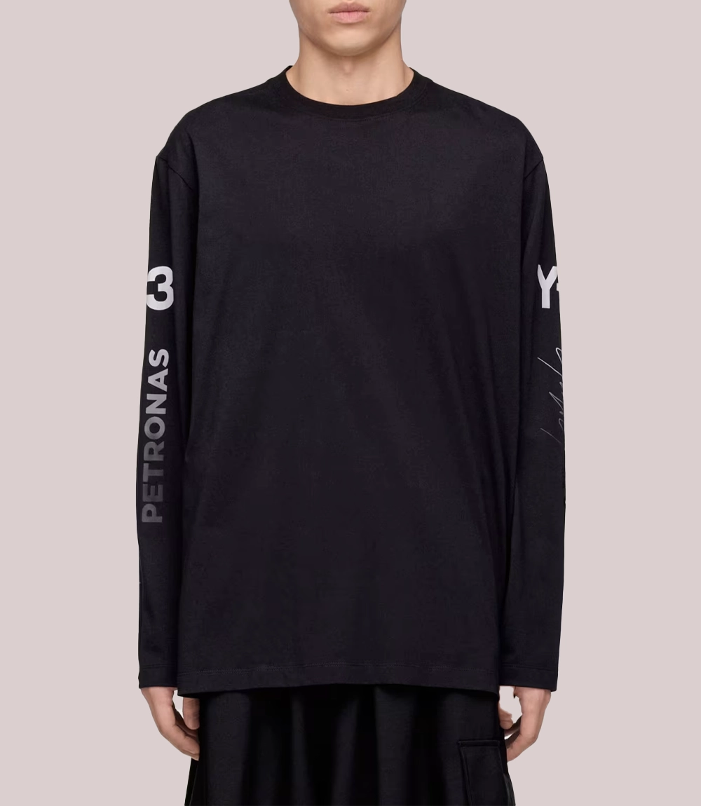 Mercedes Y-3 Chaos Logo Long Sleeve Black Shirt