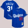 Mike Piazza Los Angeles Dodgers Mitchell & Ness Cooperstown Collection Mesh Batting Practice Button-Up Jersey - Royal