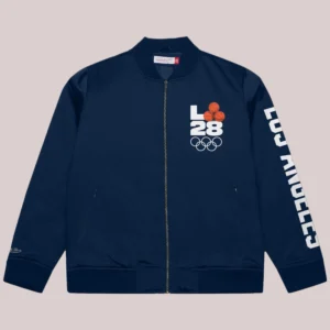 LA28 x NBA All-Star Game Mitchell & Ness Satin Bomber Jacket Navy