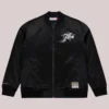 Philadelphia 76ers Mitchell & Ness Chrome Black Bomber Jacket