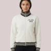 New York Liberty Sportiqe Women's Athletic Club Collection Sutton French Terry Full-Zip Cream Jacket