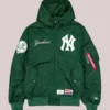 Shop New York Yankees x Alpha Industries x New Era Hooded Bomber Green Jacket