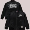 Mitchell & Ness Philadelphia 76ers Chrome Satin Bomber Full-Zip Jacket Black