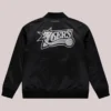 Mitchell & Ness Philadelphia 76ers Chrome Satin Bomber Full-Zip Black Jacket
