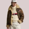 2026 Winter Olympics Polo Ralph Lauren Team USA Leather Flight Jacket Brown