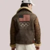 Polo Ralph Lauren Team USA 2026 Winter Olympics Brown Leather Flight Jacket