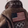 2026 Team USA Winter Olympics Polo Ralph Lauren Brown Leather Flight Jacket