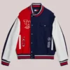 Mercedes F1 Tommy x CR Red And Navy Wool Varsity Jacket