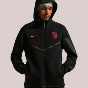 Team USA USMNT Nike 2026 Tech Fleece Windrunner Raglan Full-Zip Black Hoodie