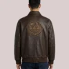 Shop Adidas Chinese New Year Brown Leather Bomber Jacket