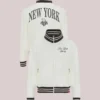 Women's New York Liberty Sportiqe Athletic Club Collection Sutton French Terry Full-Zip Cream Jacket