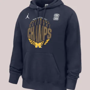 Michigan Wolverines Jordan Brand 2026 NCAA Men’s Basketball National Champions Locker Room Navy Hoodie