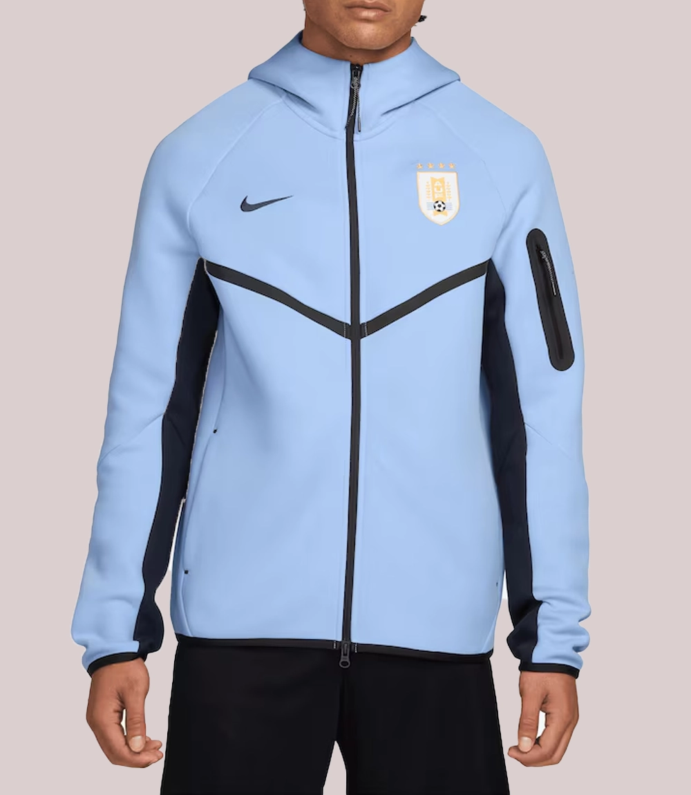 Uruguay National Team Nike 2026 Tech Fleece Windrunner Raglan Full-Zip Hoodie Jacket - Light Blue
