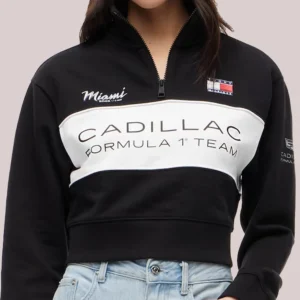 Tommy Hilfiger x Cadillac F1 Team Miami Quarter-Zip Black Sweatshirt