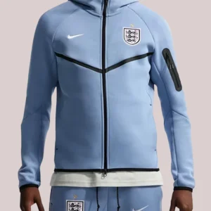 2026 Team England Nike Soccer Tech Fleece Blue Hooded Jacket
