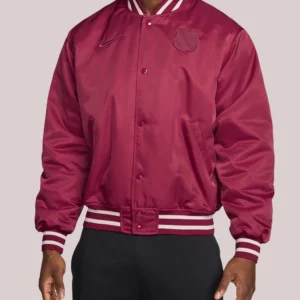 FC Barcelona Barca Red Varsity Satin Bomber Jacket