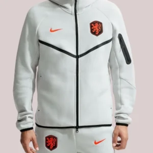 Netherlands National Team Nike 2026 Tech Fleece Windrunner Raglan Full-Zip Hoodie - Gray