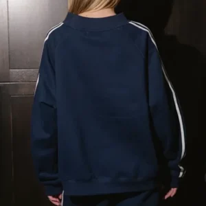 Parke 2026 Sport Stripe Mockneck Sweatshirt – Navy Blue