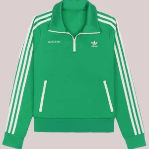 Shop Sporty & Rich x adidas Quarter Zip Track Green Jacket