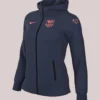 Nike Barça Tech Fleece Zip-up Blue Hoodie Jacket For Women's