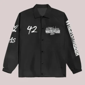 Shop Wrestlemania 42 Vegas 2026 Coaches Black Jacket For Unisex