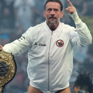 2026 WrestleMania 42 Wrestler CM Punk Bomber White Jacket