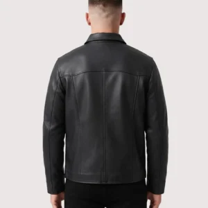 Mens Black Shirt Style Leather Jacket