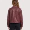 Womens Maroon Cropped Leather Jacket