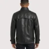 Men's Standup Collar Black Leather Jacket
