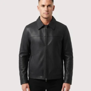 American Clothin Black Shirt Style Leather Jacket For Mens