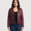 American Clothin Maroon Biker Quilted Leather Jacket For Women's